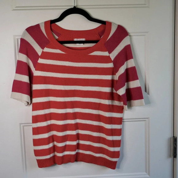 Cooperative Ringer Striped Sweater‎ Tee Size S Pink Coral Urban Outfitters - Picture 2 of 7